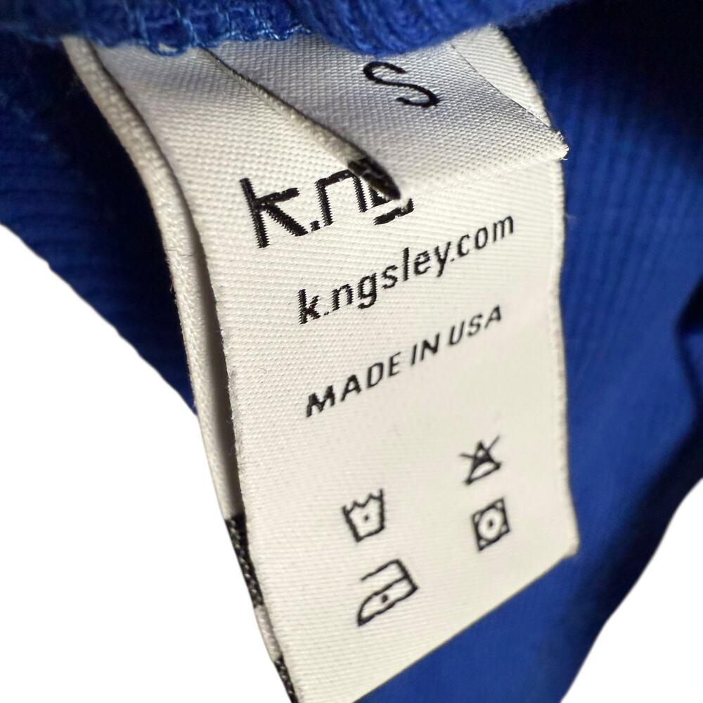 K.ngsley Bright Blue Race Her Ribbed Asymmetrical Cropped Halter Tank Top Small - Picture 8 of 10